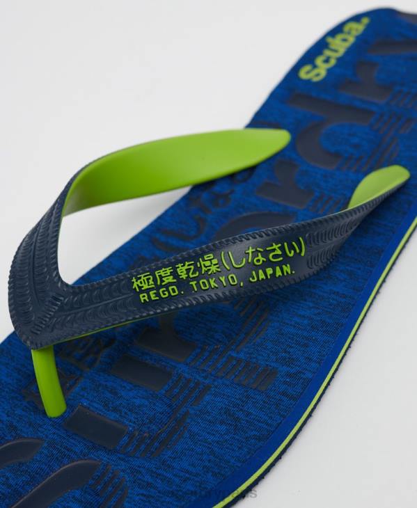 Superdry Hommes tongs à logo essentiel D64Z1929 chaussures bleu foncé