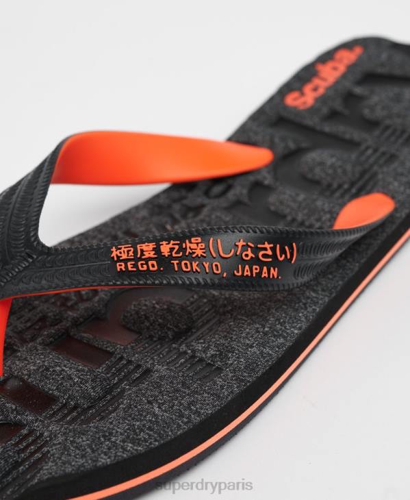 Superdry Hommes tongs à logo essentiel D64Z1947 chaussures gris foncé