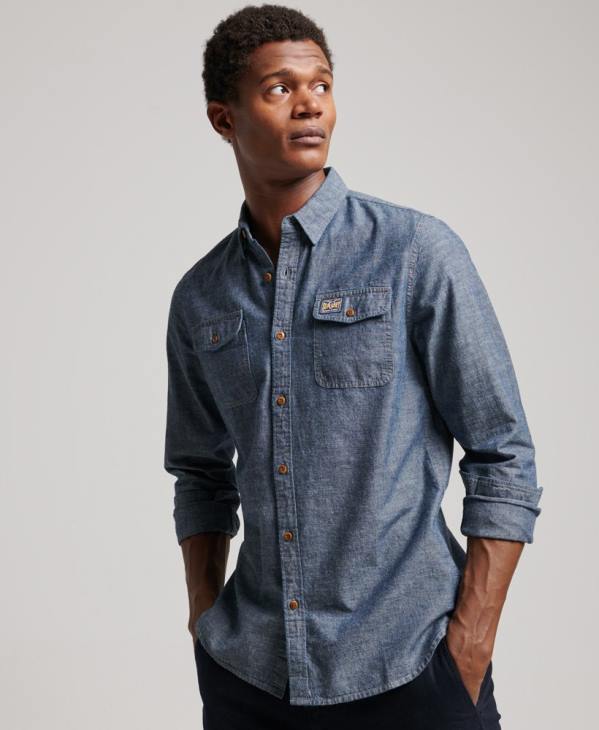 Superdry Hommes chemise Trailman en chambray D64Z84 vêtements bleu