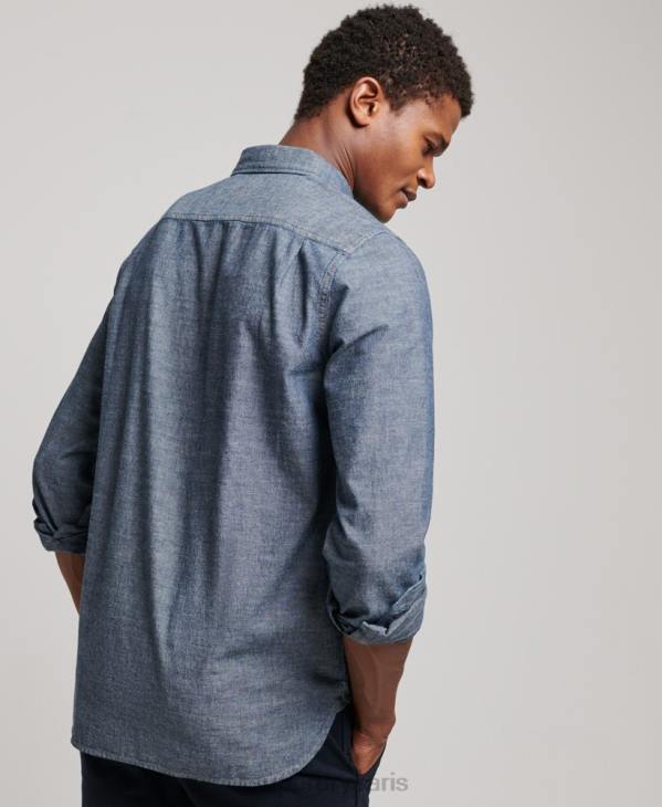 Superdry Hommes chemise Trailman en chambray D64Z84 vêtements bleu