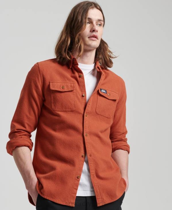 Superdry Hommes chemise Trailsman en flanelle de coton bio D64Z158 vêtements orange