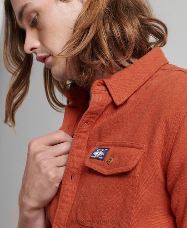 Superdry Hommes chemise Trailsman en flanelle de coton bio D64Z158 vêtements orange