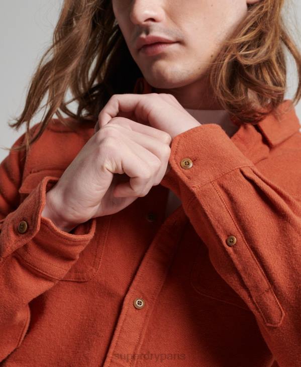 Superdry Hommes chemise Trailsman en flanelle de coton bio D64Z158 vêtements orange