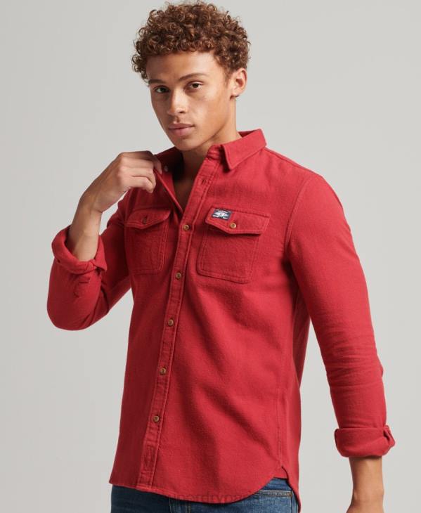 Superdry Hommes chemise Trailsman en flanelle de coton bio D64Z161 vêtements rouge