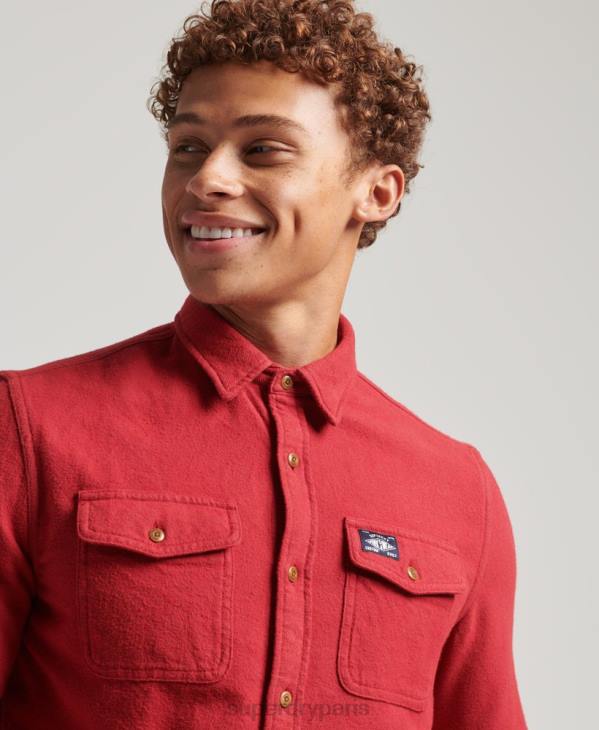 Superdry Hommes chemise Trailsman en flanelle de coton bio D64Z161 vêtements rouge