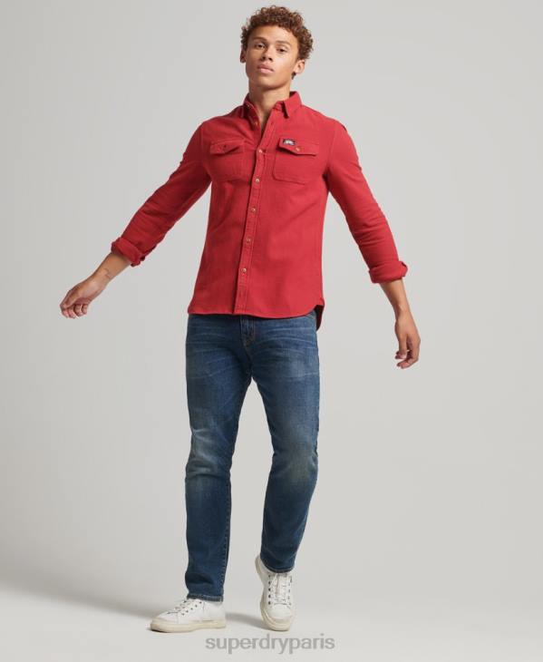 Superdry Hommes chemise Trailsman en flanelle de coton bio D64Z161 vêtements rouge