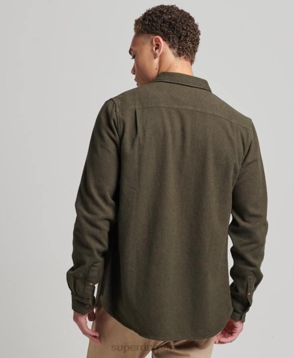 Superdry Hommes chemise Trailsman en flanelle de coton bio D64Z168 vêtements kaki