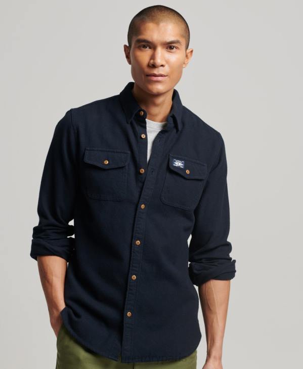 Superdry Hommes chemise Trailsman en flanelle de coton bio D64Z179 vêtements marine