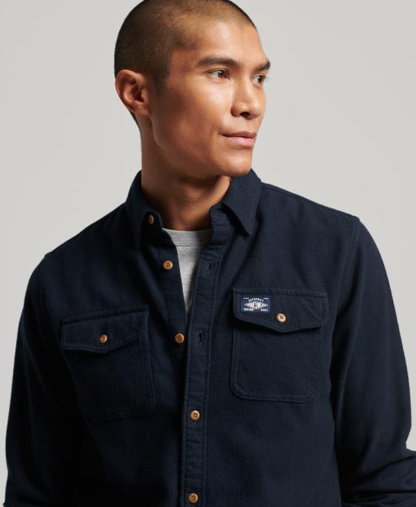 Superdry Hommes chemise Trailsman en flanelle de coton bio D64Z179 vêtements marine
