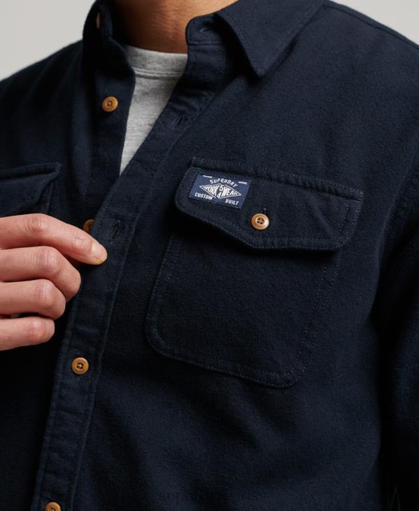 Superdry Hommes chemise Trailsman en flanelle de coton bio D64Z179 vêtements marine