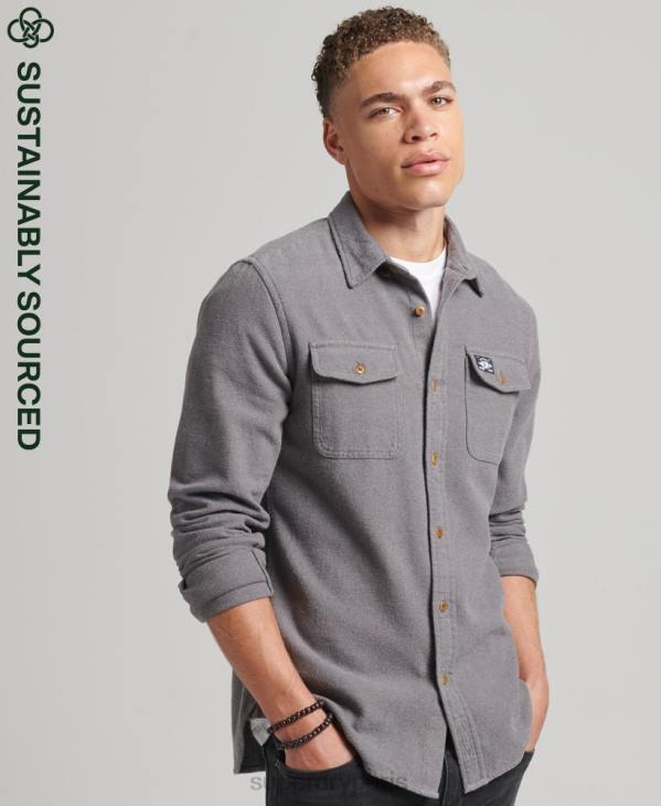 Superdry Hommes chemise Trailsman en flanelle de coton bio D64Z192 vêtements gris