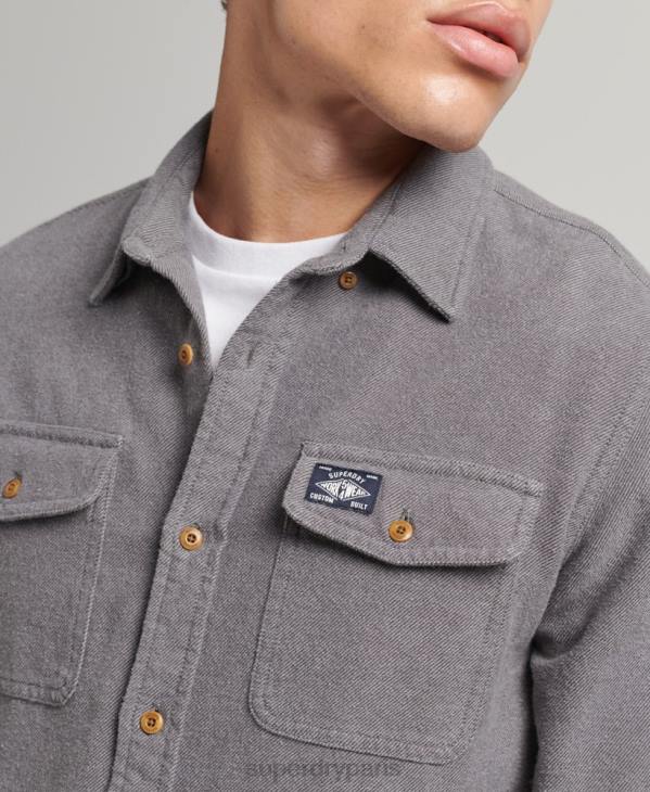 Superdry Hommes chemise Trailsman en flanelle de coton bio D64Z192 vêtements gris
