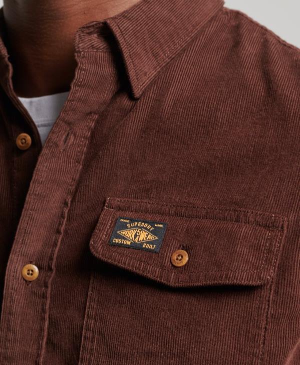 Superdry Hommes chemise Trailsman en velours côtelé D64Z224 vêtements brun