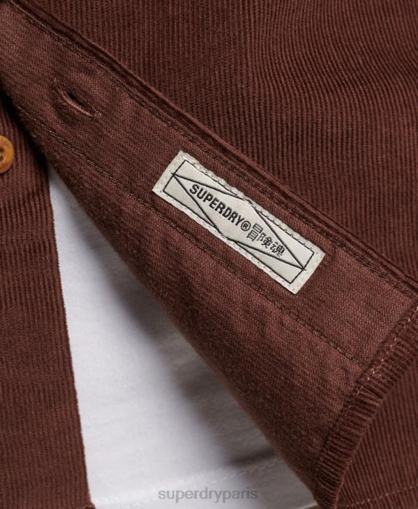 Superdry Hommes chemise Trailsman en velours côtelé D64Z224 vêtements brun