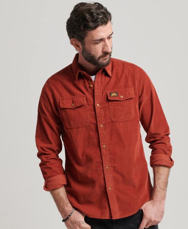 Superdry Hommes chemise Trailsman en velours côtelé D64Z228 vêtements brun