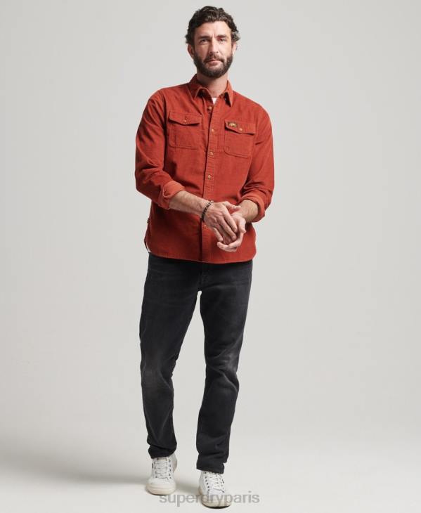 Superdry Hommes chemise Trailsman en velours côtelé D64Z228 vêtements brun