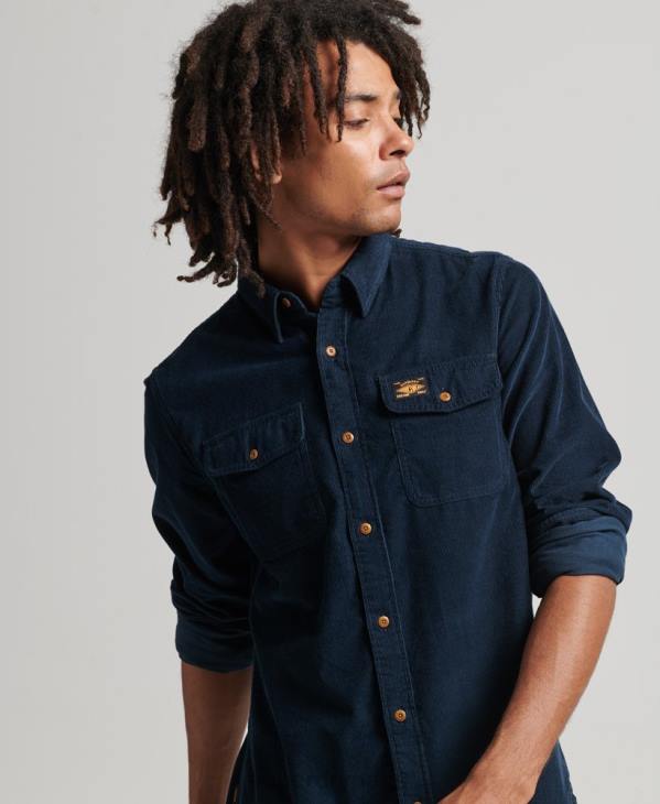 Superdry Hommes chemise Trailsman en velours côtelé D64Z229 vêtements marine