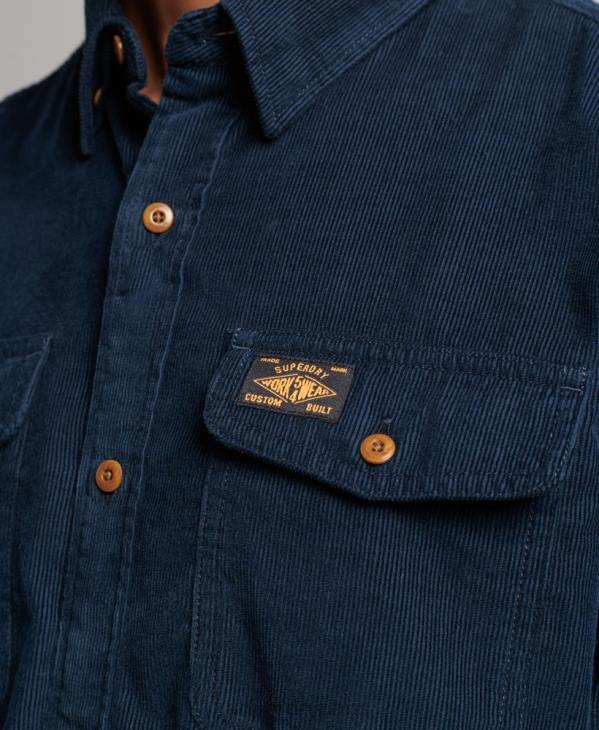 Superdry Hommes chemise Trailsman en velours côtelé D64Z229 vêtements marine