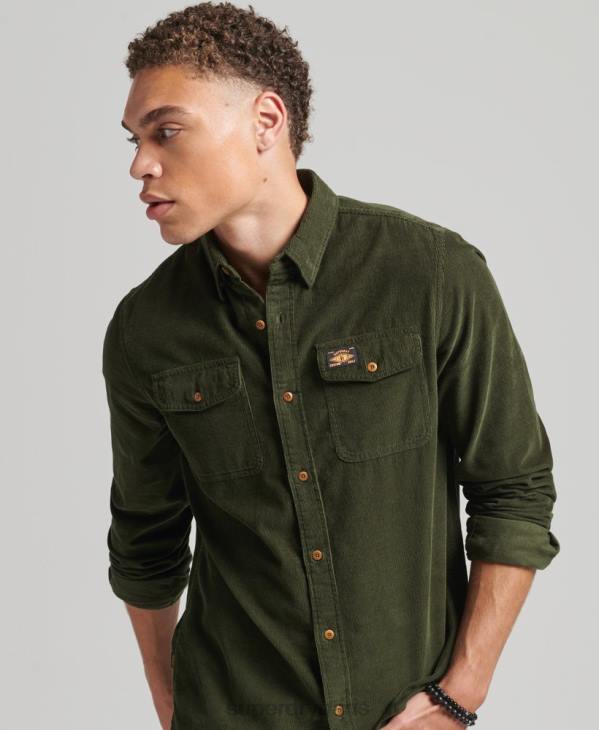 Superdry Hommes chemise Trailsman en velours côtelé D64Z232 vêtements vert