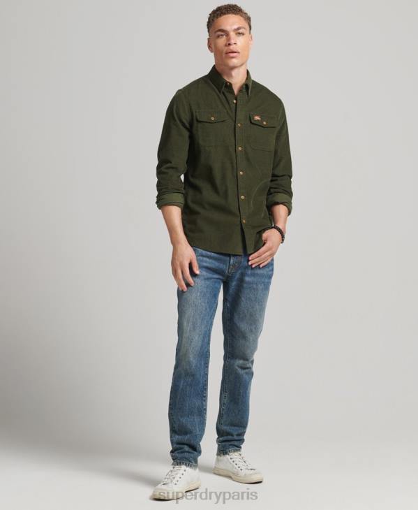 Superdry Hommes chemise Trailsman en velours côtelé D64Z232 vêtements vert