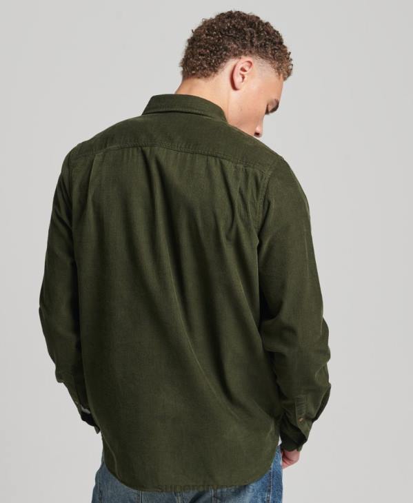 Superdry Hommes chemise Trailsman en velours côtelé D64Z232 vêtements vert