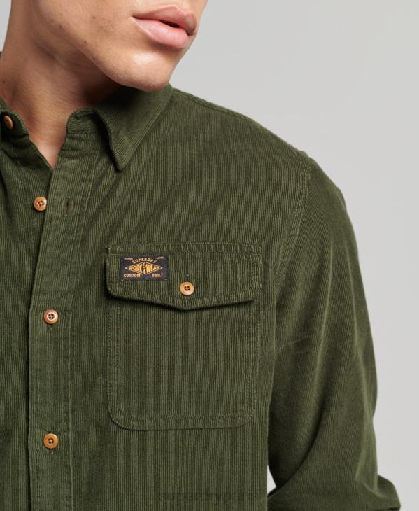Superdry Hommes chemise Trailsman en velours côtelé D64Z232 vêtements vert