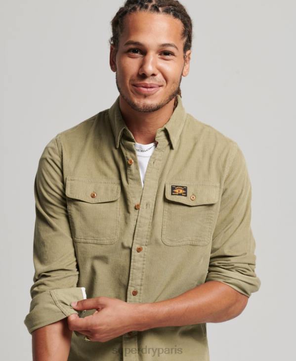 Superdry Hommes chemise Trailsman en velours côtelé D64Z234 vêtements bronzer