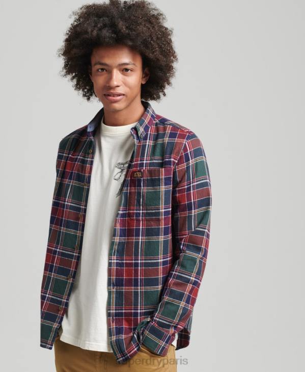 Superdry Hommes chemise bûcheron vintage en coton bio D64Z160 vêtements vert