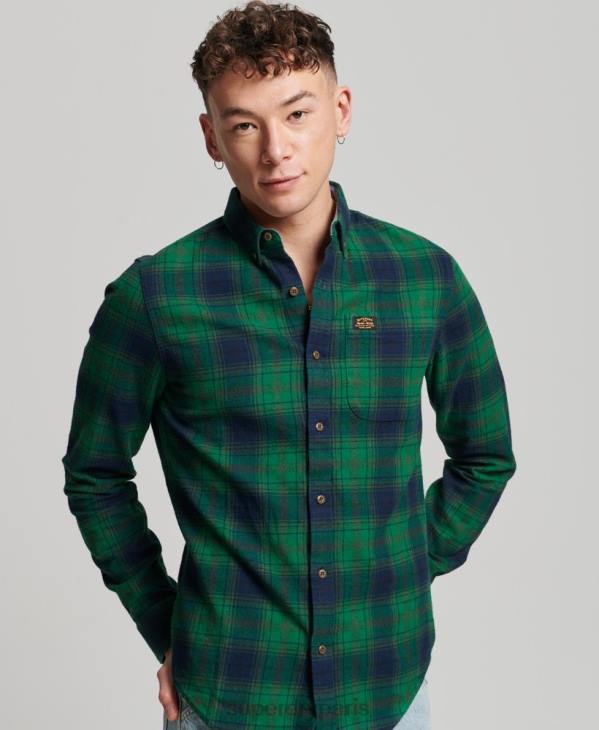Superdry Hommes chemise bûcheron vintage en coton bio D64Z162 vêtements vert