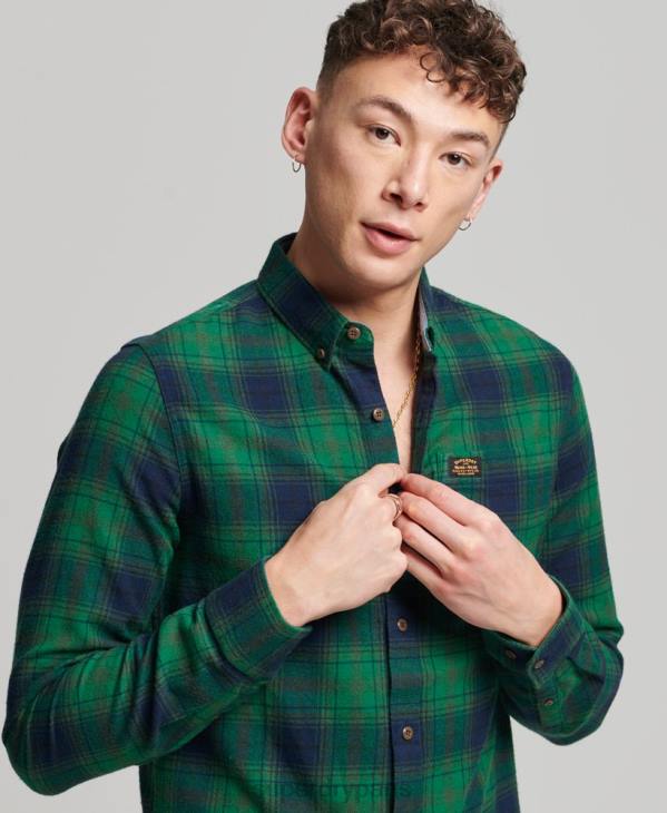 Superdry Hommes chemise bûcheron vintage en coton bio D64Z162 vêtements vert