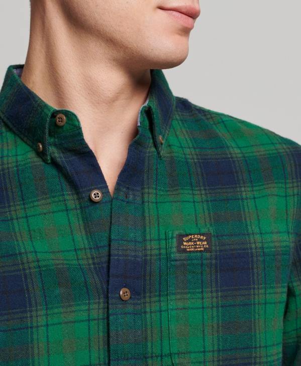 Superdry Hommes chemise bûcheron vintage en coton bio D64Z162 vêtements vert
