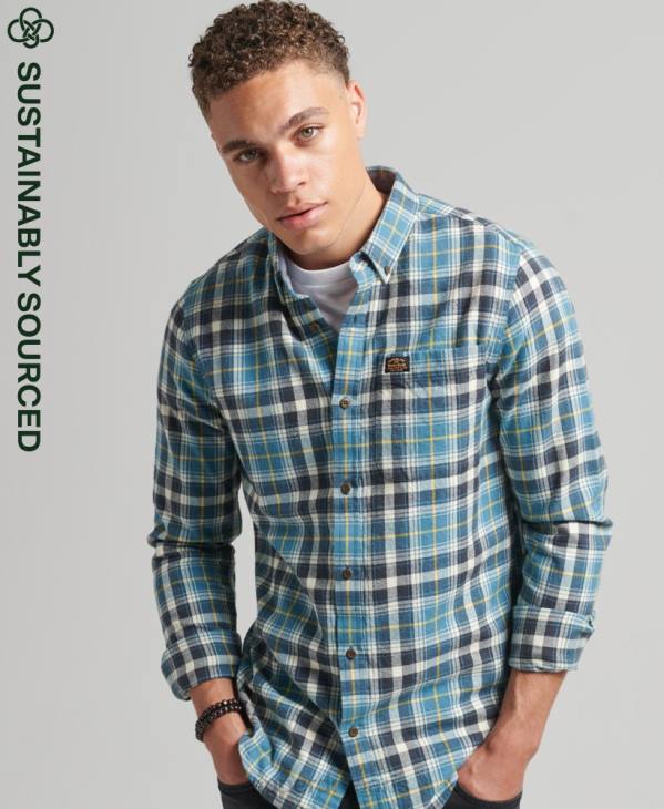 Superdry Hommes chemise bûcheron vintage en coton bio D64Z169 vêtements bleu