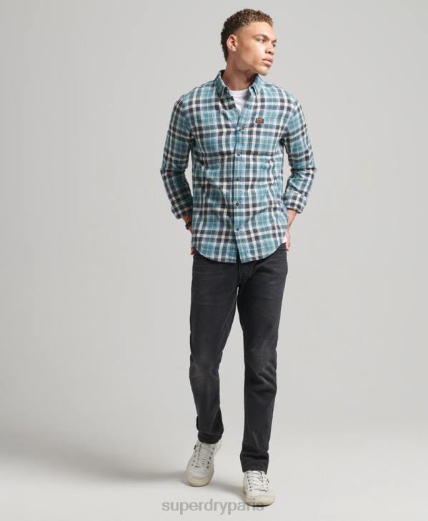 Superdry Hommes chemise bûcheron vintage en coton bio D64Z169 vêtements bleu