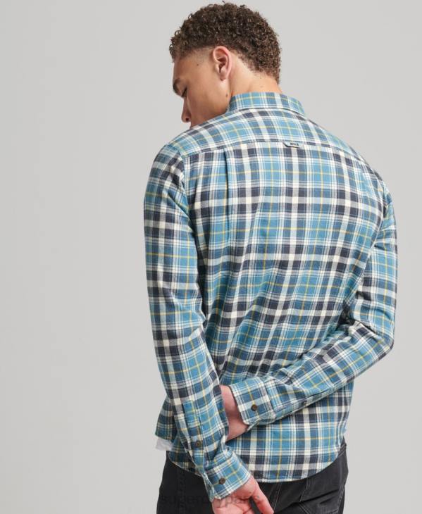 Superdry Hommes chemise bûcheron vintage en coton bio D64Z169 vêtements bleu
