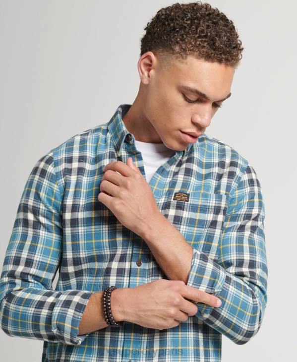 Superdry Hommes chemise bûcheron vintage en coton bio D64Z169 vêtements bleu