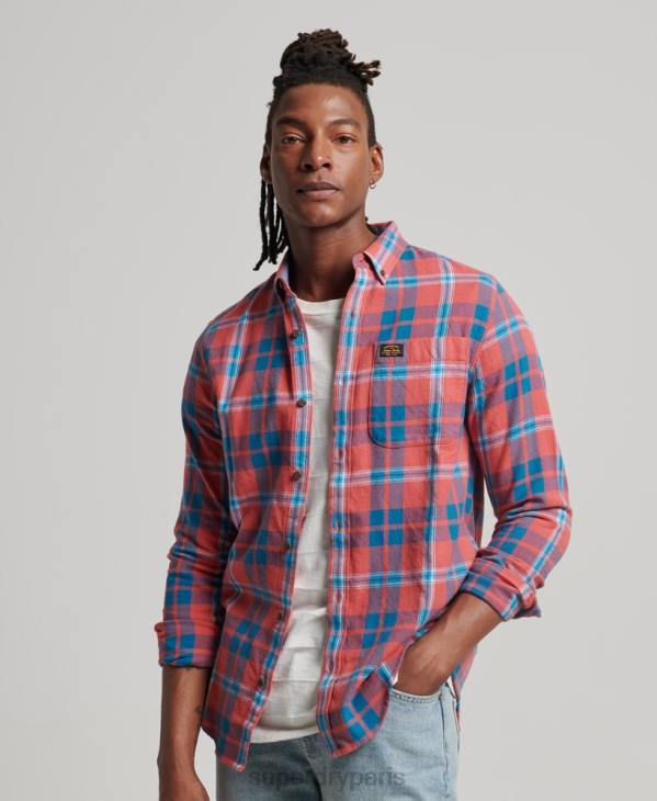 Superdry Hommes chemise bûcheron vintage en coton bio D64Z176 vêtements rouge