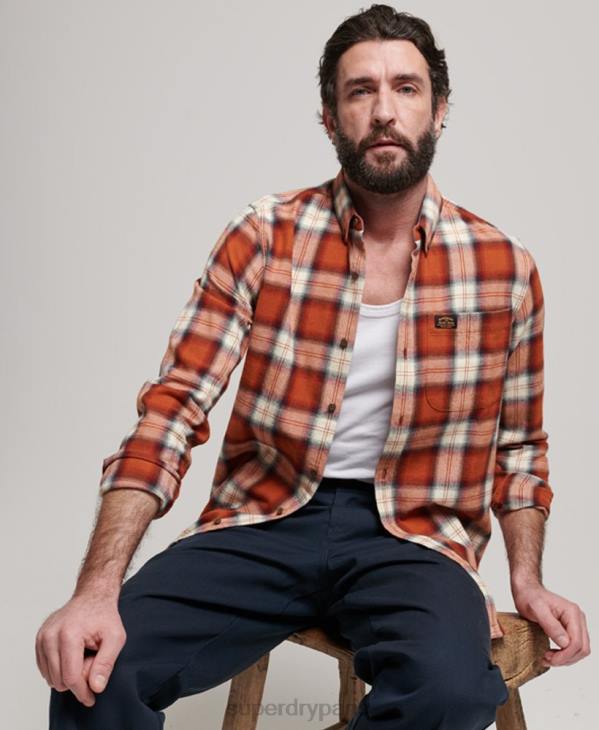 Superdry Hommes chemise bûcheron vintage en coton bio D64Z187 vêtements orange
