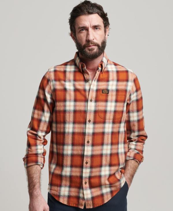 Superdry Hommes chemise bûcheron vintage en coton bio D64Z187 vêtements orange