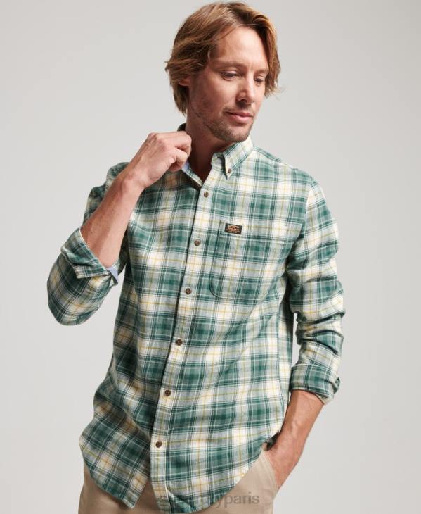Superdry Hommes chemise bûcheron vintage en coton bio D64Z190 vêtements vert