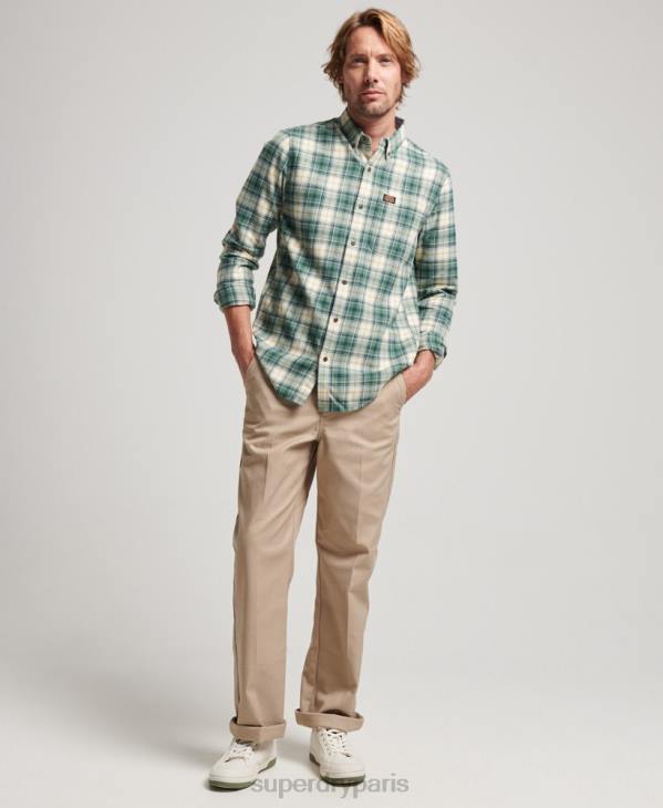 Superdry Hommes chemise bûcheron vintage en coton bio D64Z190 vêtements vert
