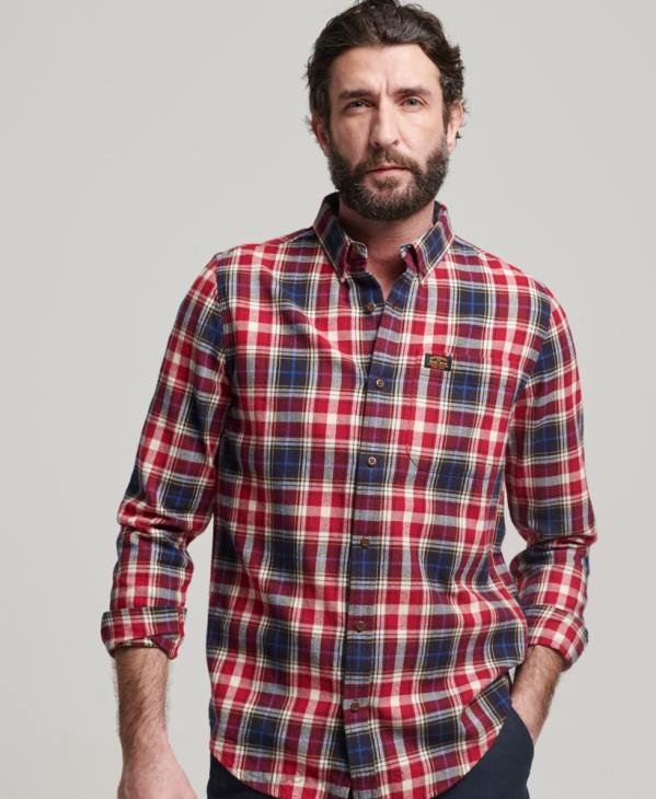 Superdry Hommes chemise bûcheron vintage en coton bio D64Z204 vêtements rouge