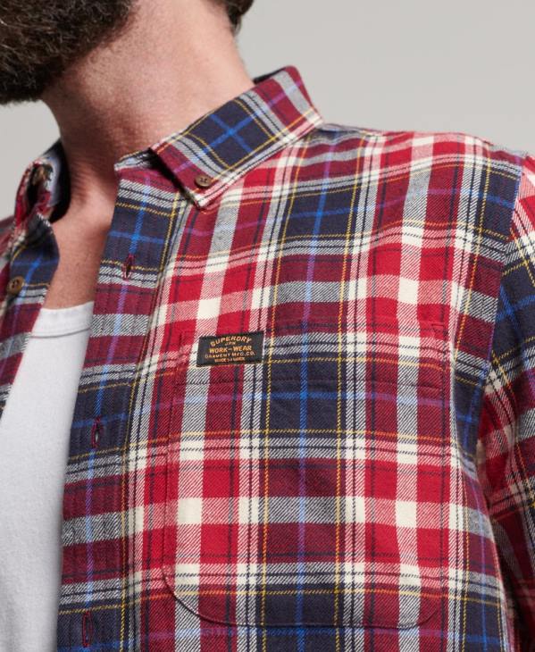Superdry Hommes chemise bûcheron vintage en coton bio D64Z204 vêtements rouge