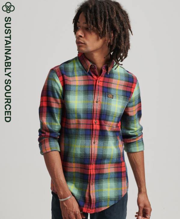 Superdry Hommes chemise bûcheron vintage en coton bio D64Z205 vêtements vert