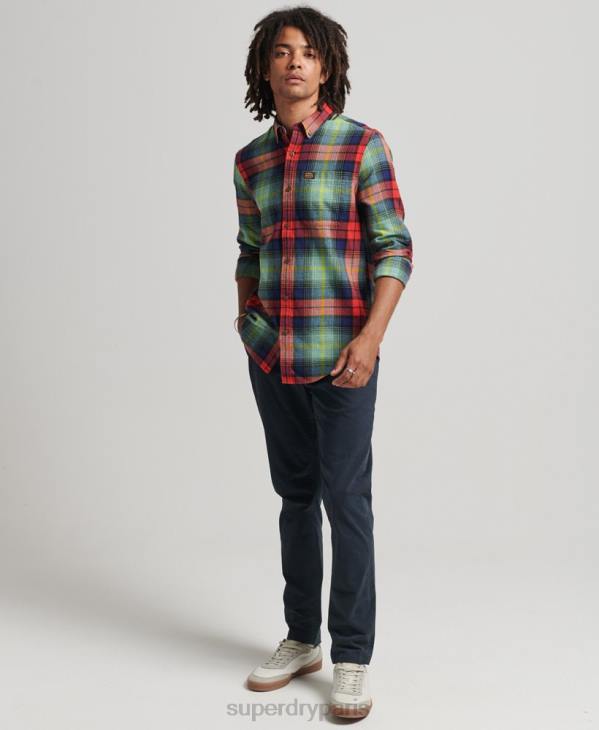Superdry Hommes chemise bûcheron vintage en coton bio D64Z205 vêtements vert