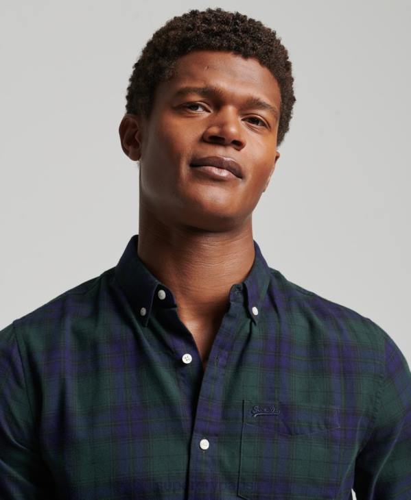 Superdry Hommes chemise boutonnée classique london D64Z164 vêtements vert