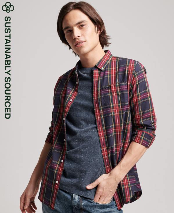 Superdry Hommes chemise boutonnée classique london en coton bio D64Z203 vêtements vert