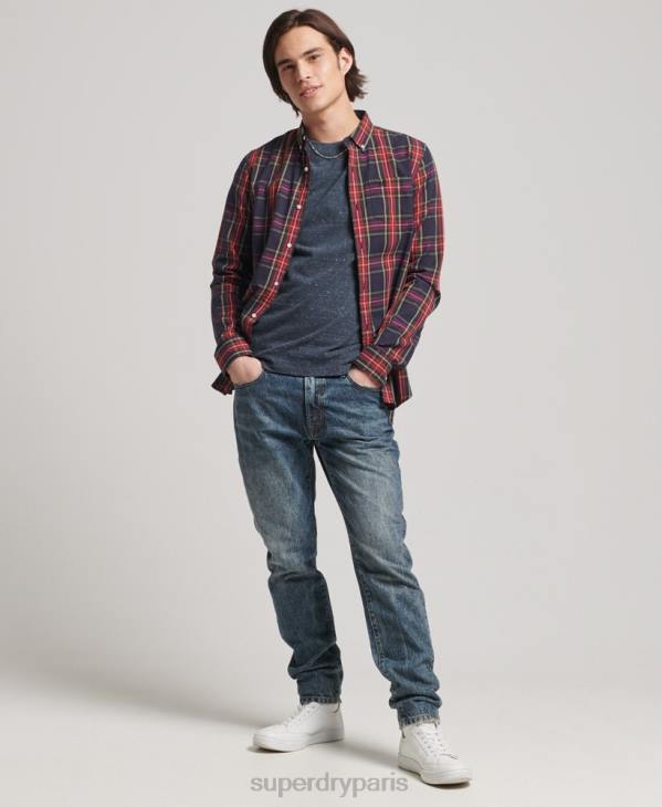 Superdry Hommes chemise boutonnée classique london en coton bio D64Z203 vêtements vert