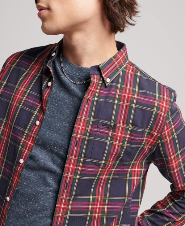 Superdry Hommes chemise boutonnée classique london en coton bio D64Z203 vêtements vert