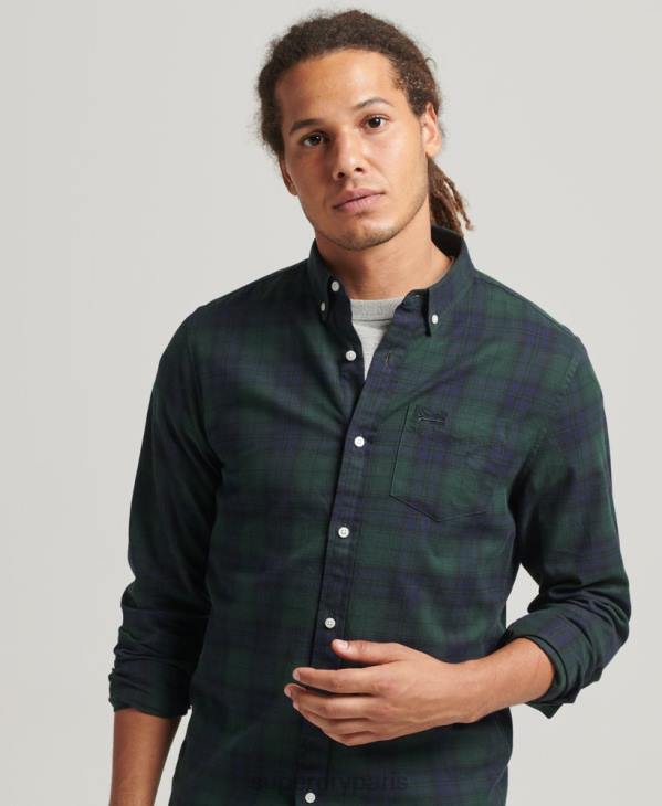 Superdry Hommes chemise boutonnée classique london en coton bio D64Z215 vêtements vert