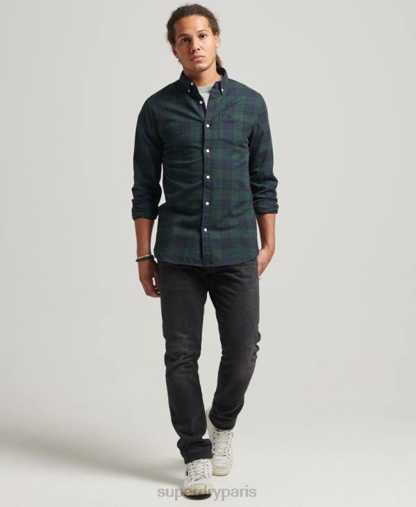 Superdry Hommes chemise boutonnée classique london en coton bio D64Z215 vêtements vert